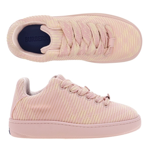 Burberry Knit Box Sneakers Woman Ip Check Pink Size 40 New - Picture 1 of 6